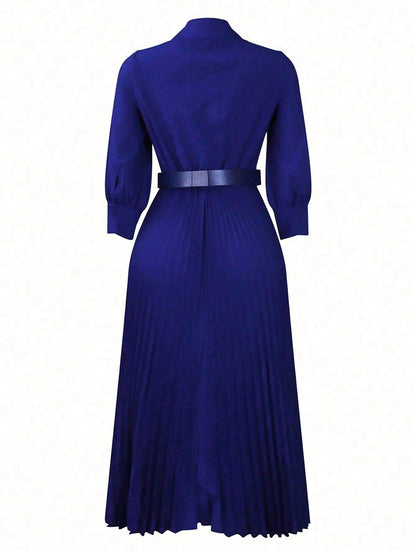 Chic YC Women's 3/4 Sleeve Flared A Line Dress