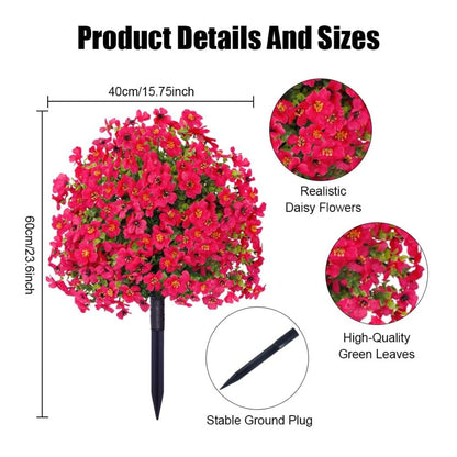 2-Pack Outdoor Artificial Flower Bush Stakes