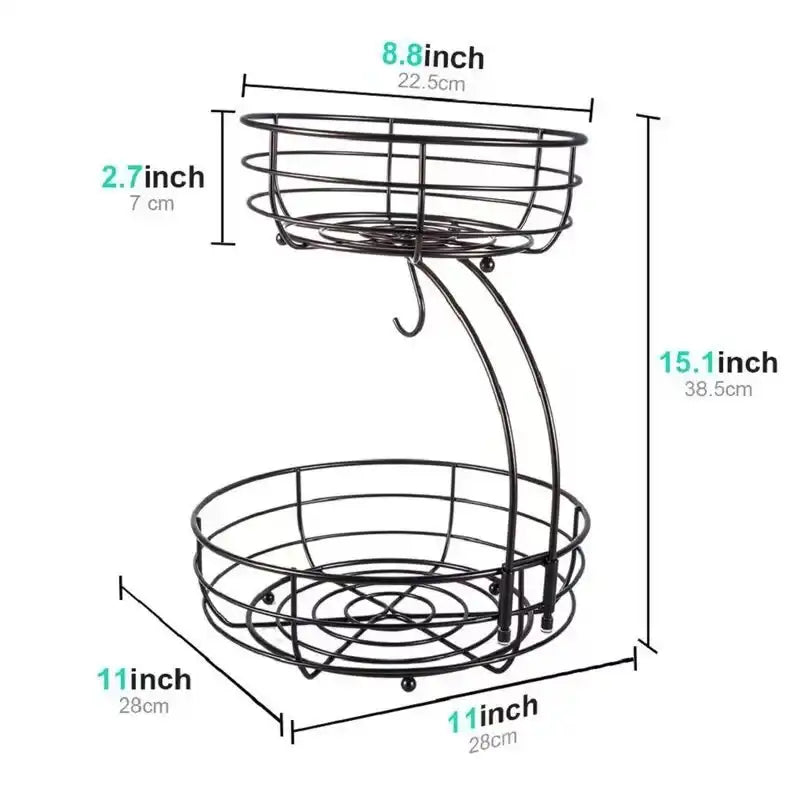 2-Tier Fruit Basket with Banana Hanger
