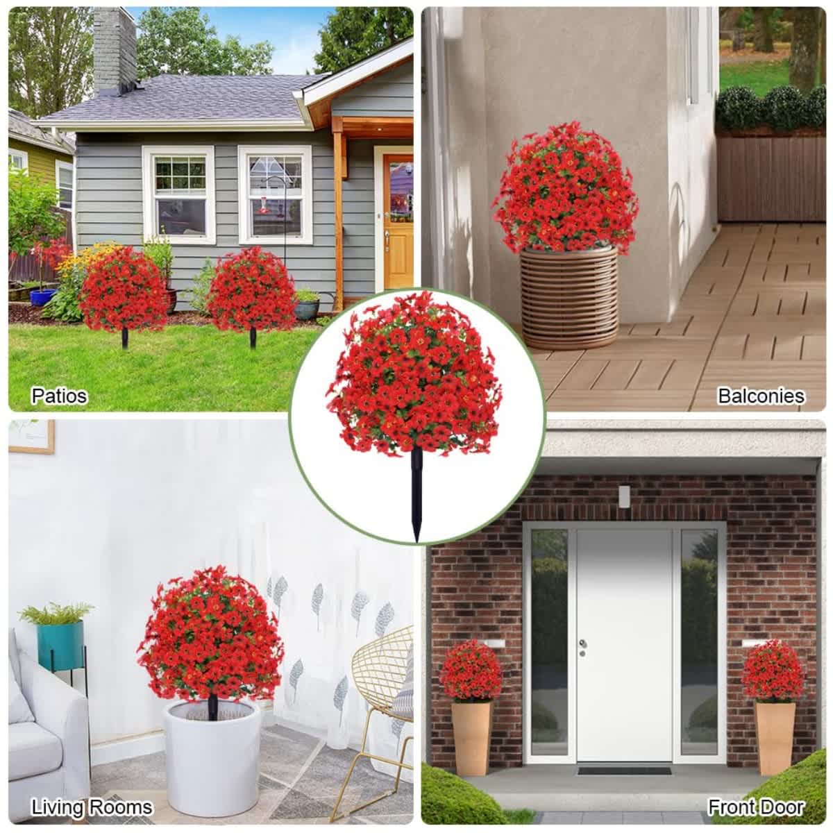 2-Pack Outdoor Artificial Flower Bush Stakes