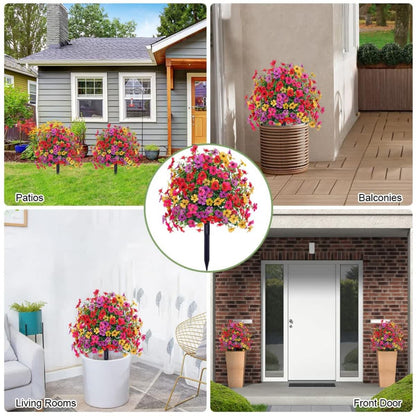2-Pack Outdoor Artificial Flower Bush Stakes