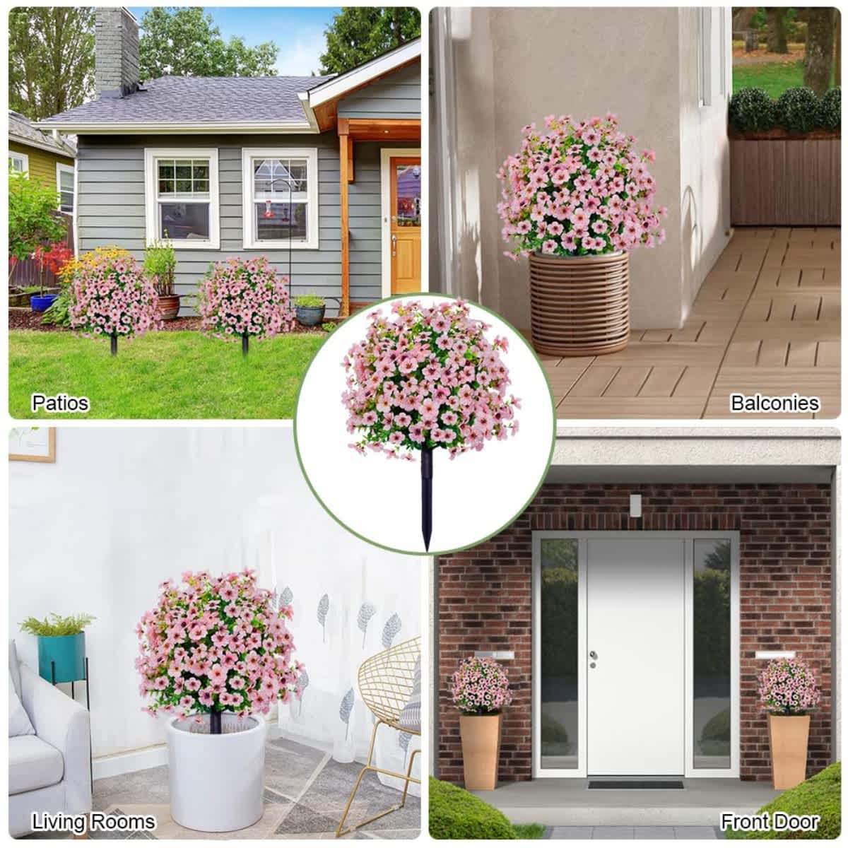 2-Pack Outdoor Artificial Flower Bush Stakes
