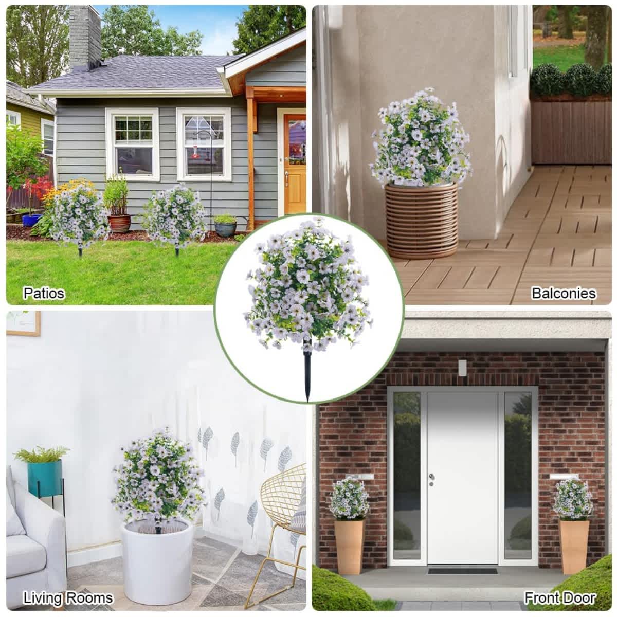 2-Pack Outdoor Artificial Flower Bush Stakes