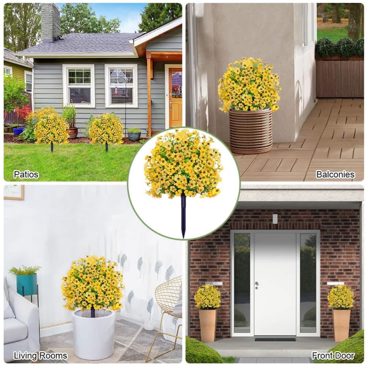 2-Pack Outdoor Artificial Flower Bush Stakes