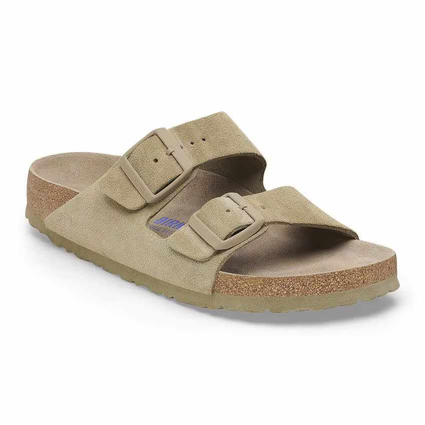 Birkenstock Arizona Soft Footbed Suede Leather Faded Khaki Sandals
