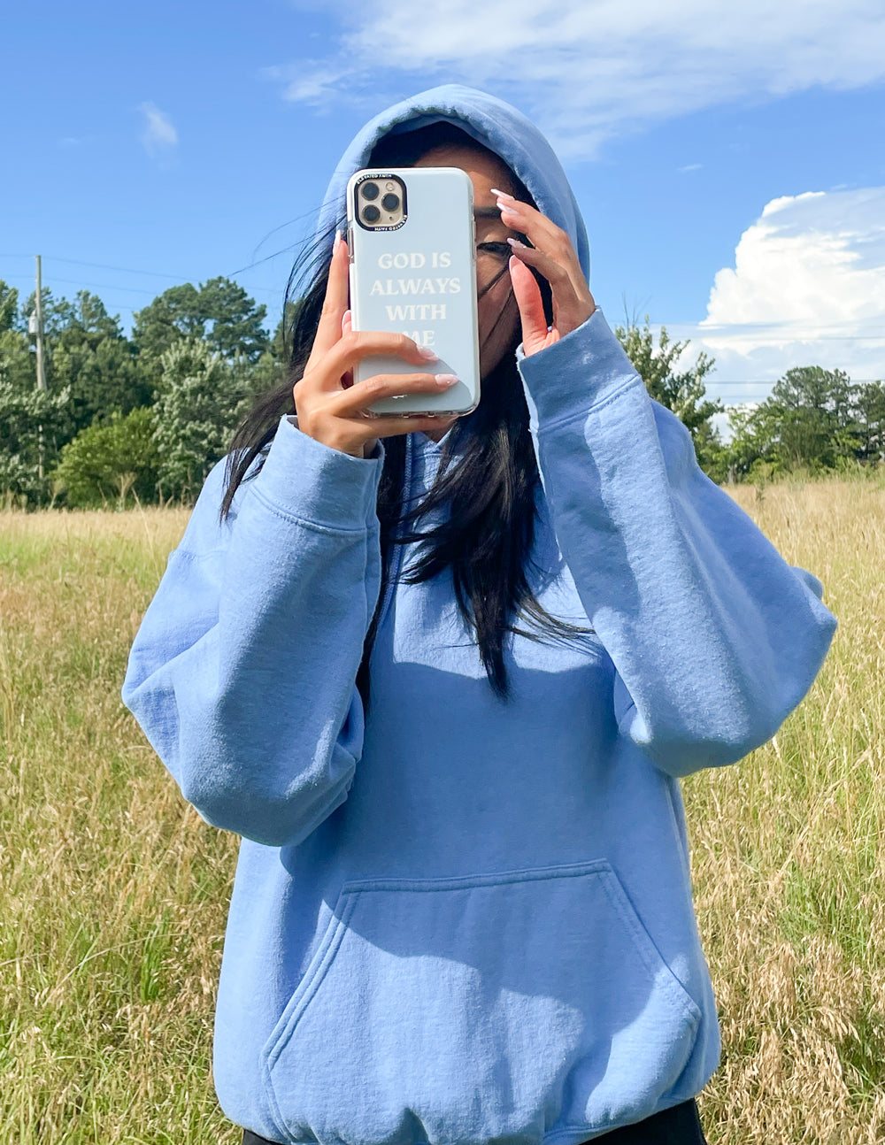 Elevated Faith Blue God is Always With Me Phone Case