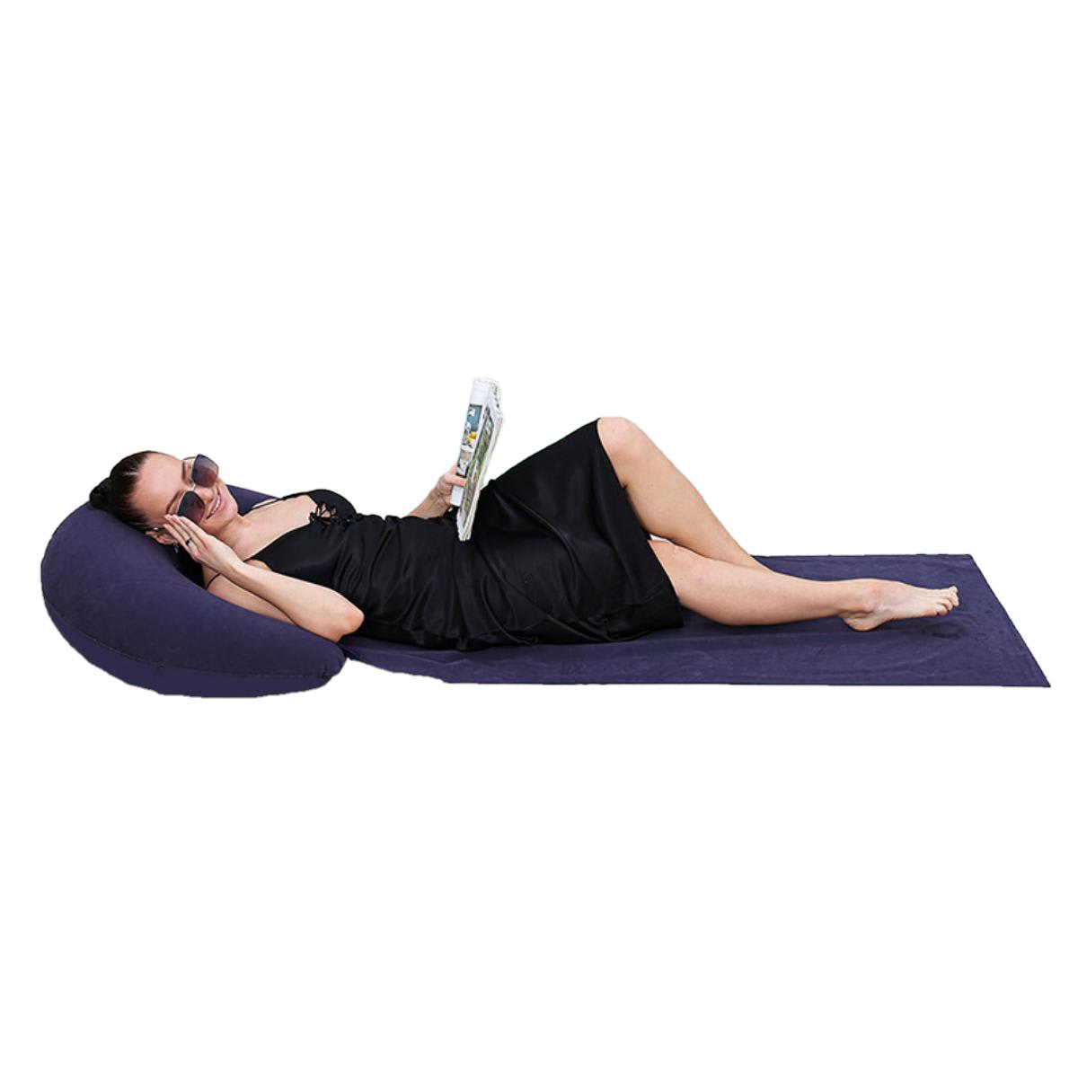 Beach Mat with Inflatable Head Pillow