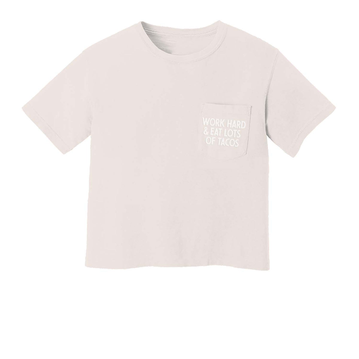 Frankie Jean Work Hard & Eat Lots of Tacos Crop Pocket Tee