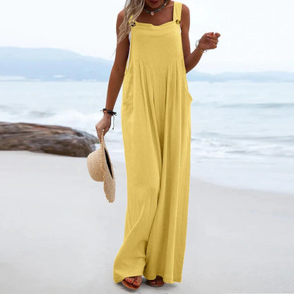 Casual Sleeveless Wide Leg Jumpsuit for Women