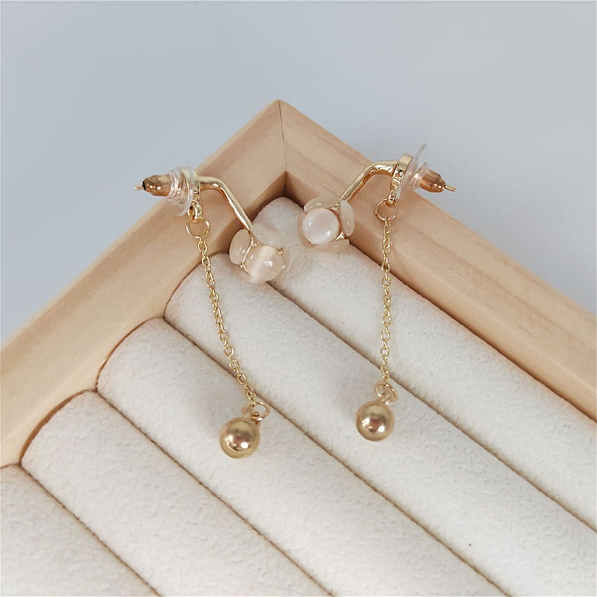 Cat's Eye & Cubic Zirconia Goldtone Ball Ear Jackets