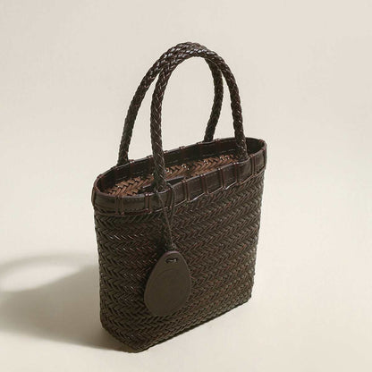 Chocolate Organic Reed Woven Basket Bag