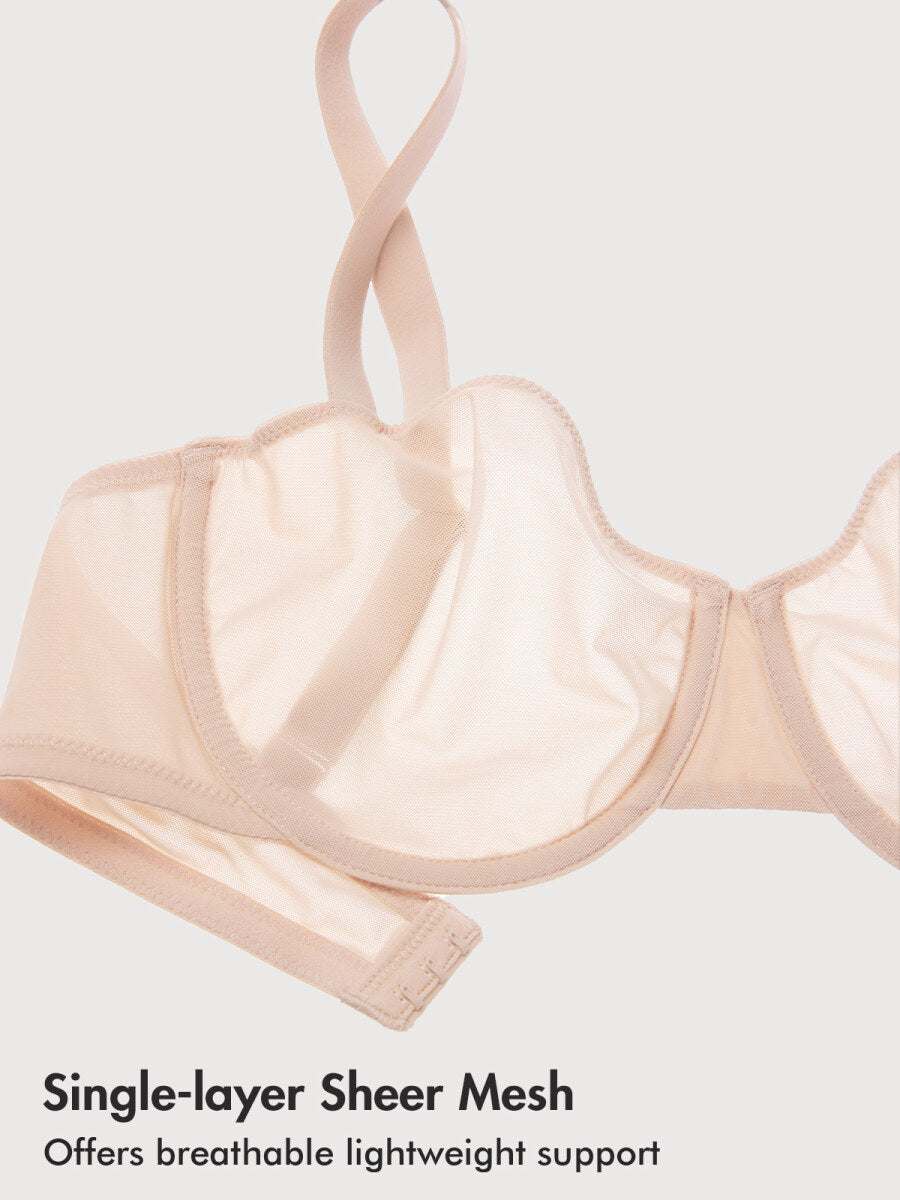 Cosnufy Sheer Mesh Balconette Bra