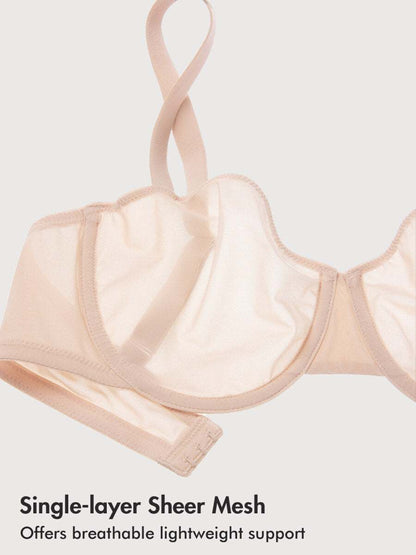 Cosnufy Sheer Mesh Balconette Bra