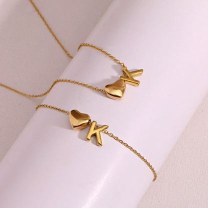 Dainty A-Z Initial Heart Necklace