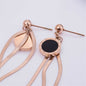 Black & Rose Goldtone Roman Numeral Tassel Drop Earrings