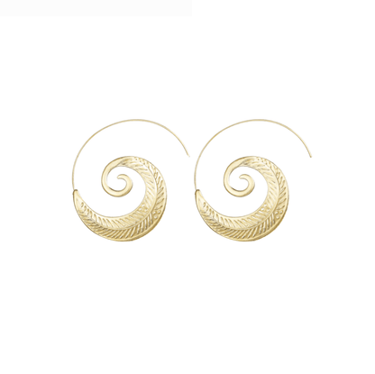 Goldtone Swirl Leaf Threader Earrings