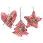 Christmas Tree Decorations x 3 Gingham Red & White Design Fabric