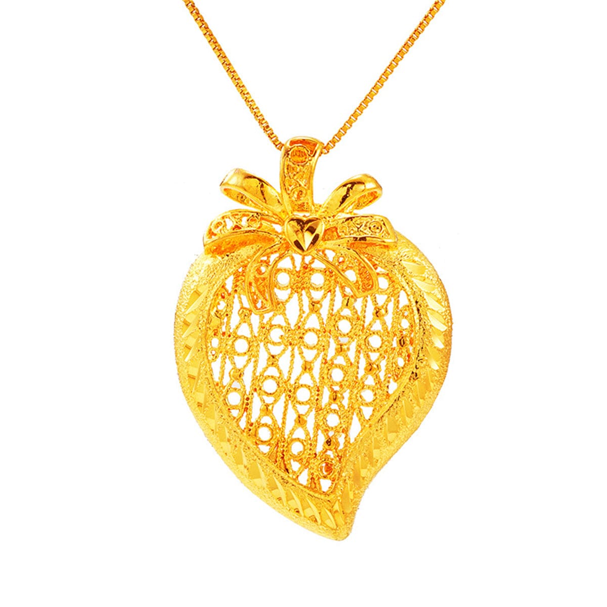 24k Goldtone Open Heart Pineapple Pendant Necklace