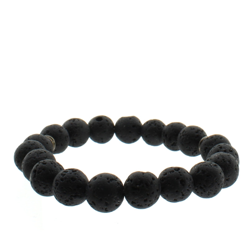 Bohemian Gothic Black Lava Bead Stretch Bracelet