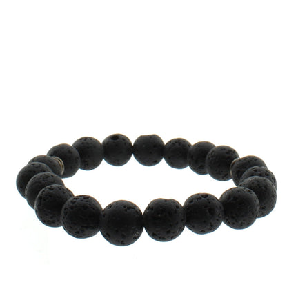 Bohemian Gothic Black Lava Bead Stretch Bracelet