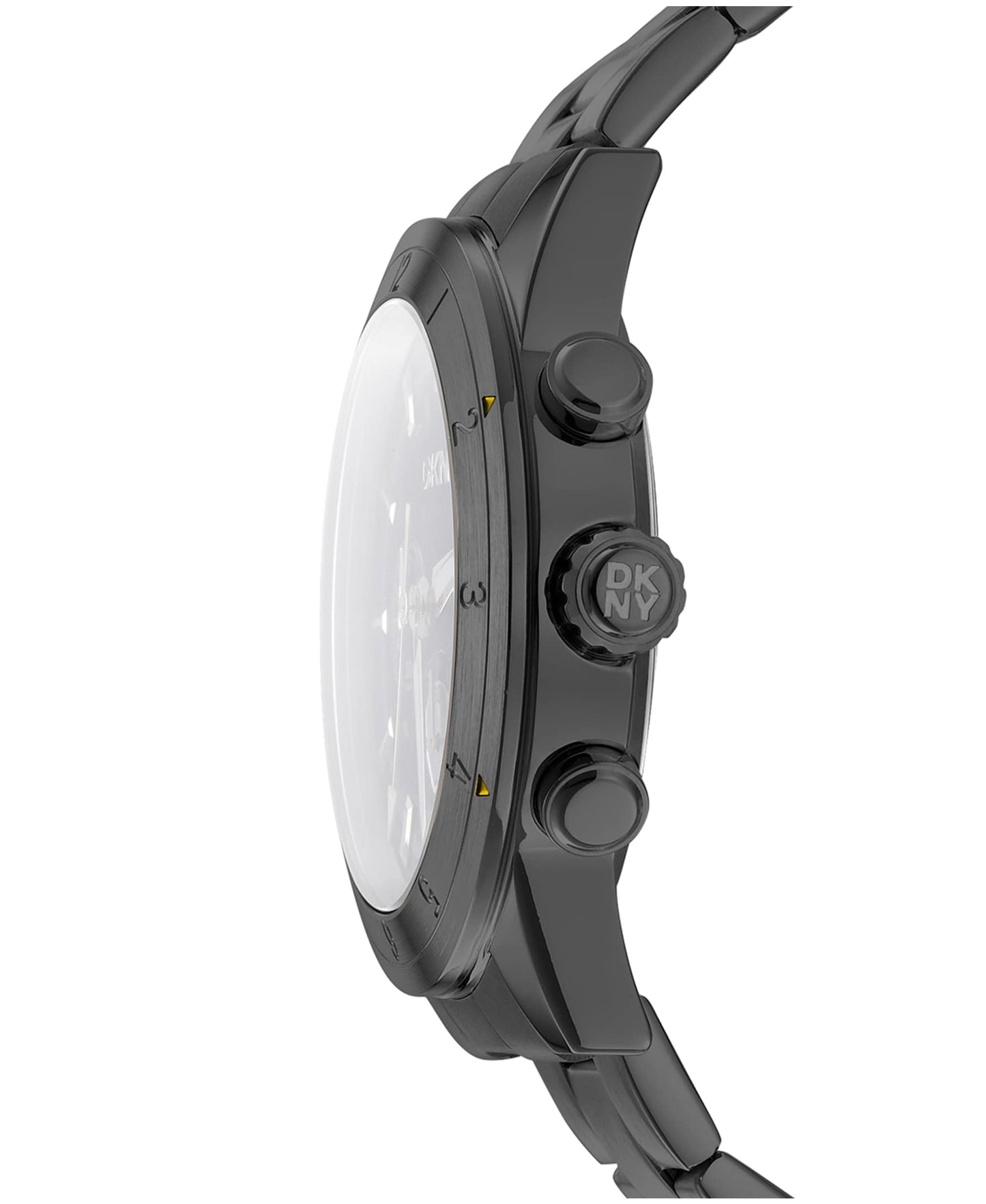 Dkny Men Watch, Black Color Case, Black Dial, Black Color Metal Bracelet, Chronograph, 10 Atm