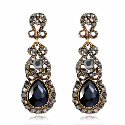 Black Crystal & Cubic Zirconia Botany Drop Earrings