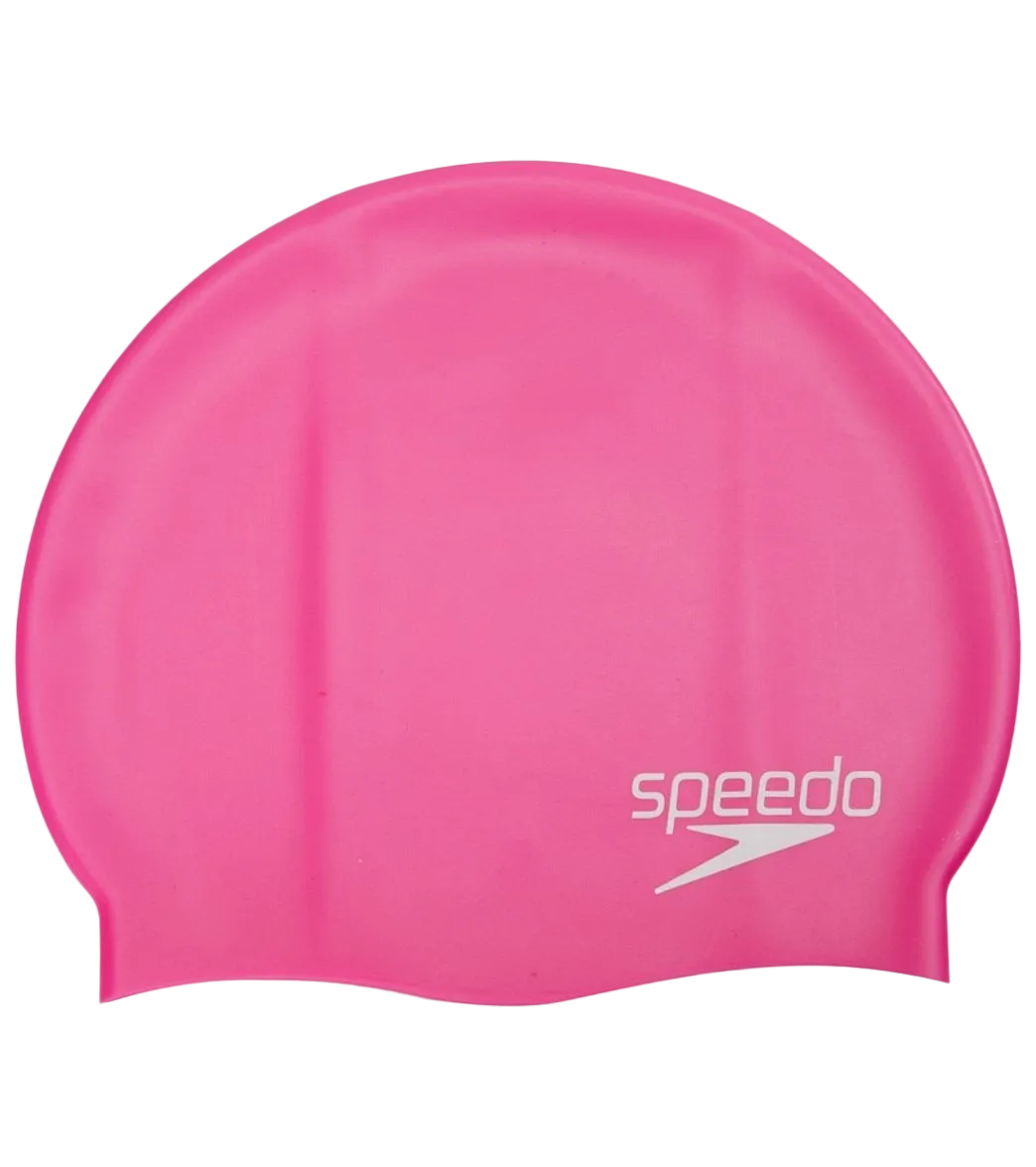 Speedo Jr. Solid Silicone Swim Cap - Power Pink