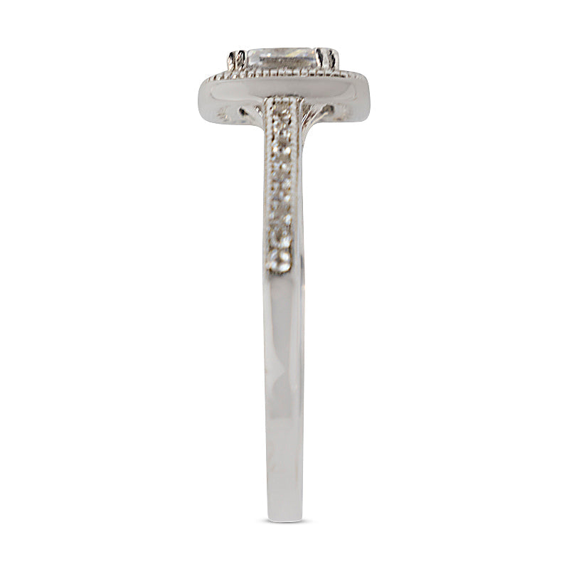 Olivia 925 Sterling Silver Square Micro Pave Ring - Size 8
