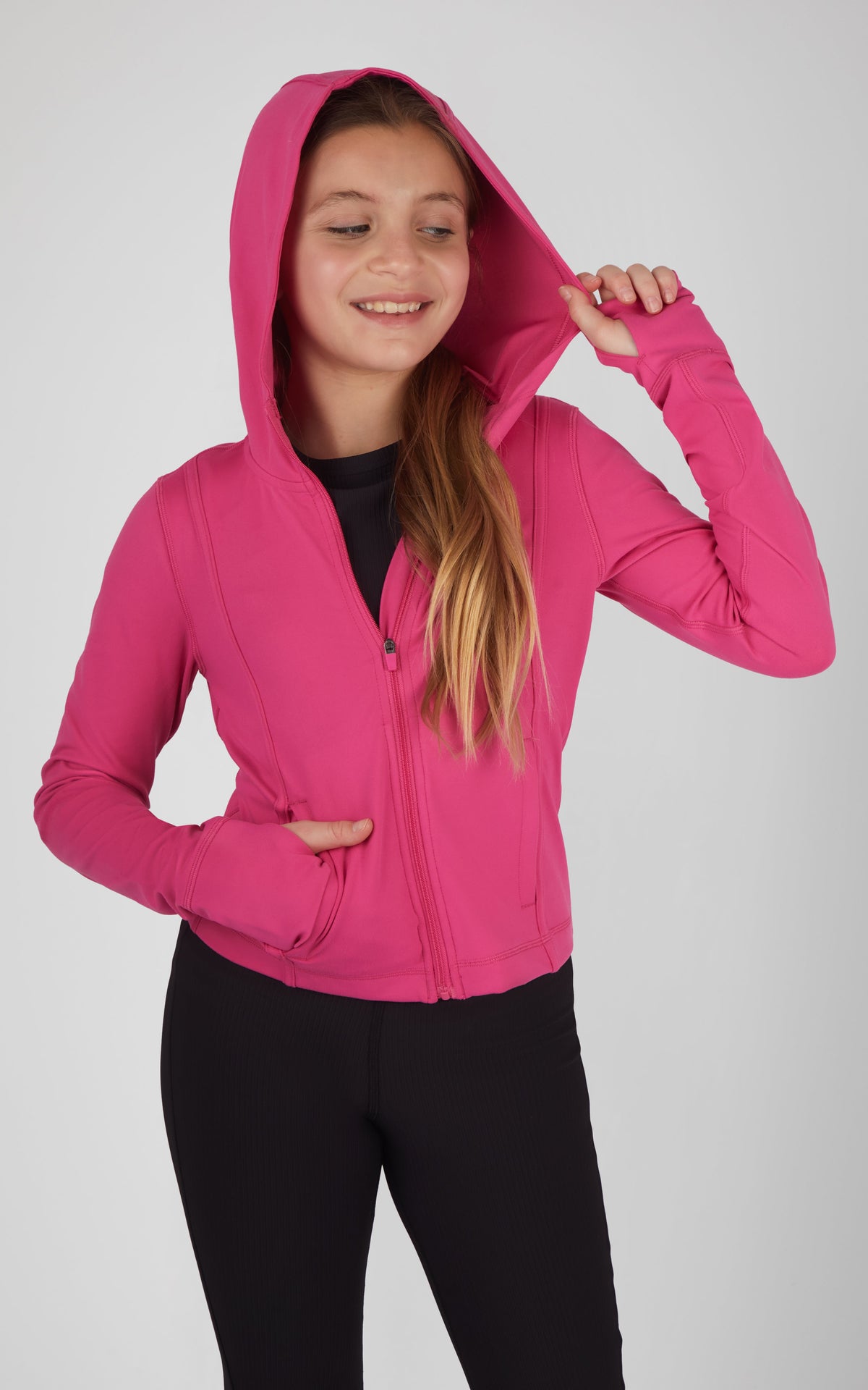 90 Degree by Reflex Girls Lux Full Zip Hooded Jacket