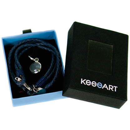 Blue Bracelet Braided Wrap Around Charm by Keeeart