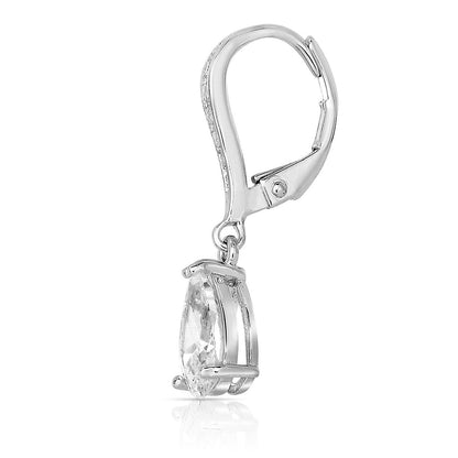 Cubic Zirconia Sterling Silver Rhodium Plated Teardrop Earrings