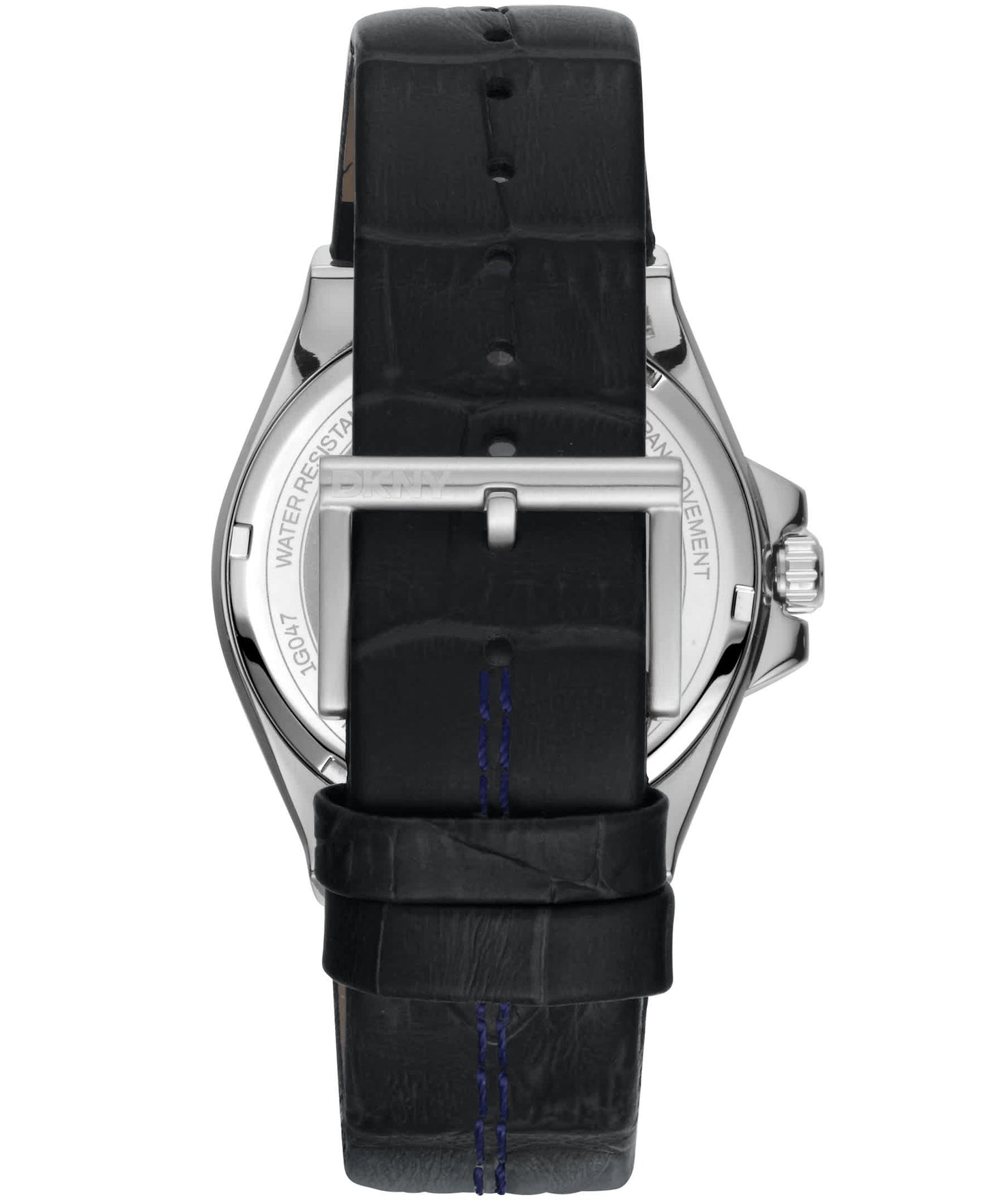 Dkny Men Watch, Silver Color Case, Silver Dial, Black Leather Strap, 3 Hands Date, 10 Atm