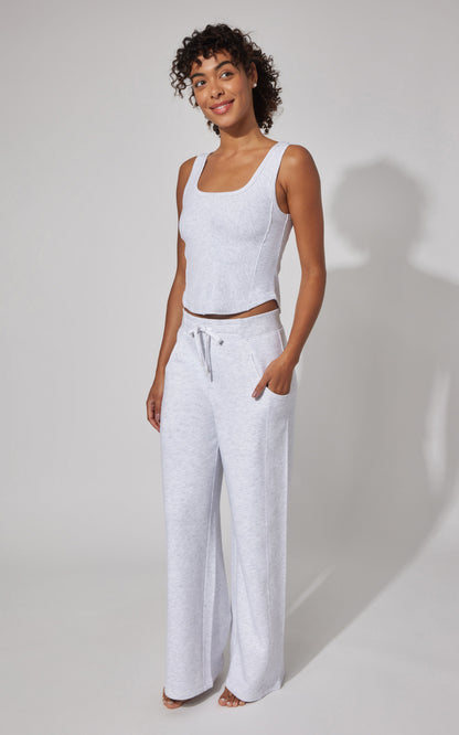 90 Degree by Reflex Terry Corset Tank & Fleece Wide Leg Pant Set
