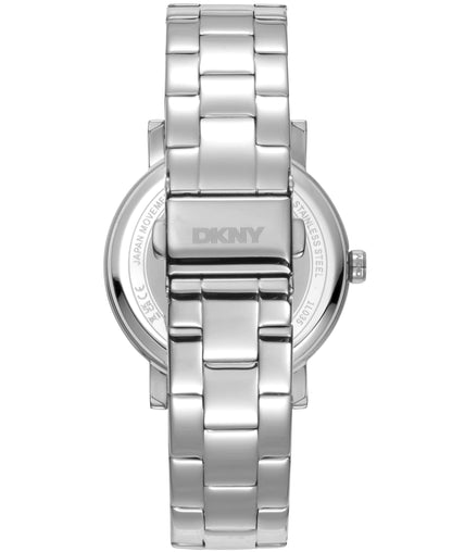 Dkny Women Watch, Silver Color Case, Silver Dial, Silver Color Metal Bracelet, 3 Hands, 5 Atm