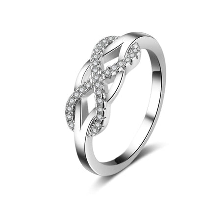 Cubic Zirconia & Silvertone Infinity Ring
