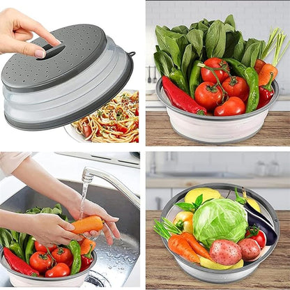 Collapsible Microwave Food Cover with Steam Vents