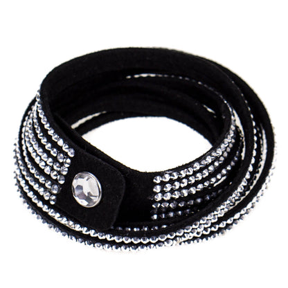 Black Crystal Studded Wrap Bracelet By Aeon