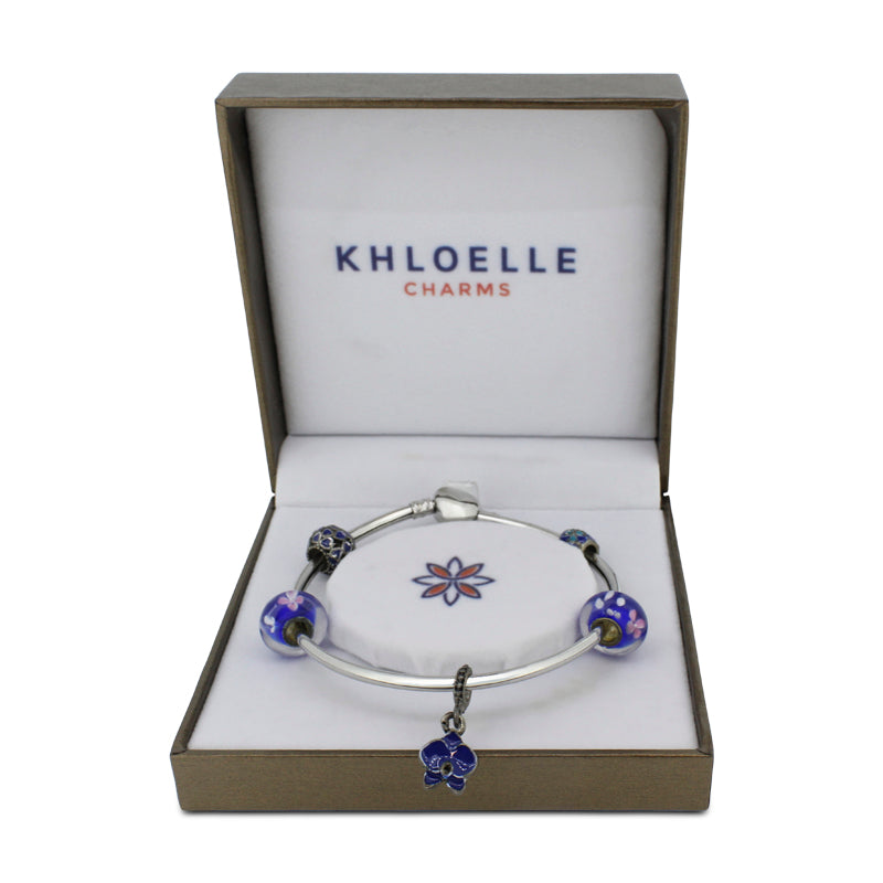 Charm Bangle Blue, Pink And White Flowers Khloelle LC0070976
