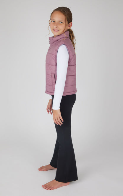 90 Degree by Reflex Girls Quilted Vest & Super Soft Top & Flare Legging Set