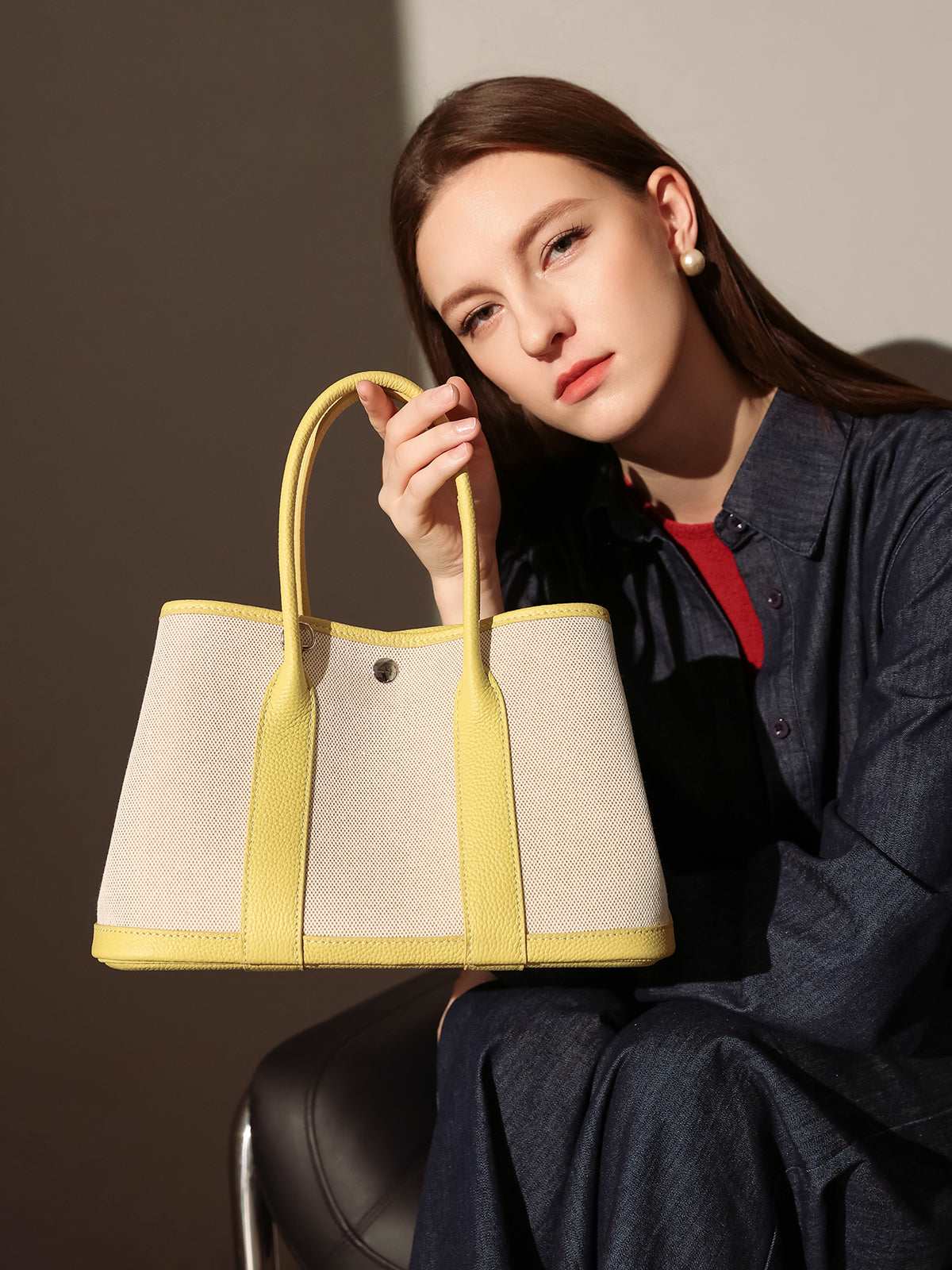 Carefree Canvas and Leather Top Handle Bag