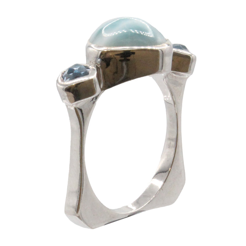 Larimar Stone & Blue Topaz Atlantic Ring Size 8 By Marahlago