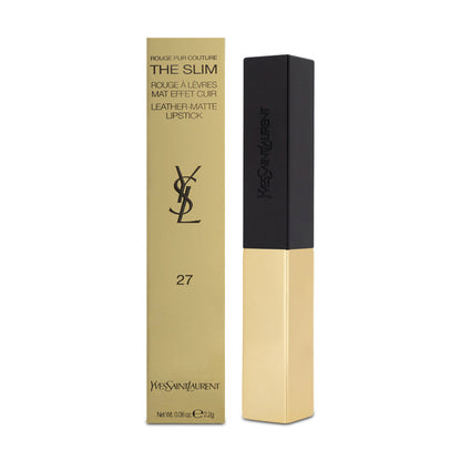 Yves Saint Laurent The Slim Leather-Matte Lipstick 27 Conflicting Crimson (Blemished Box)