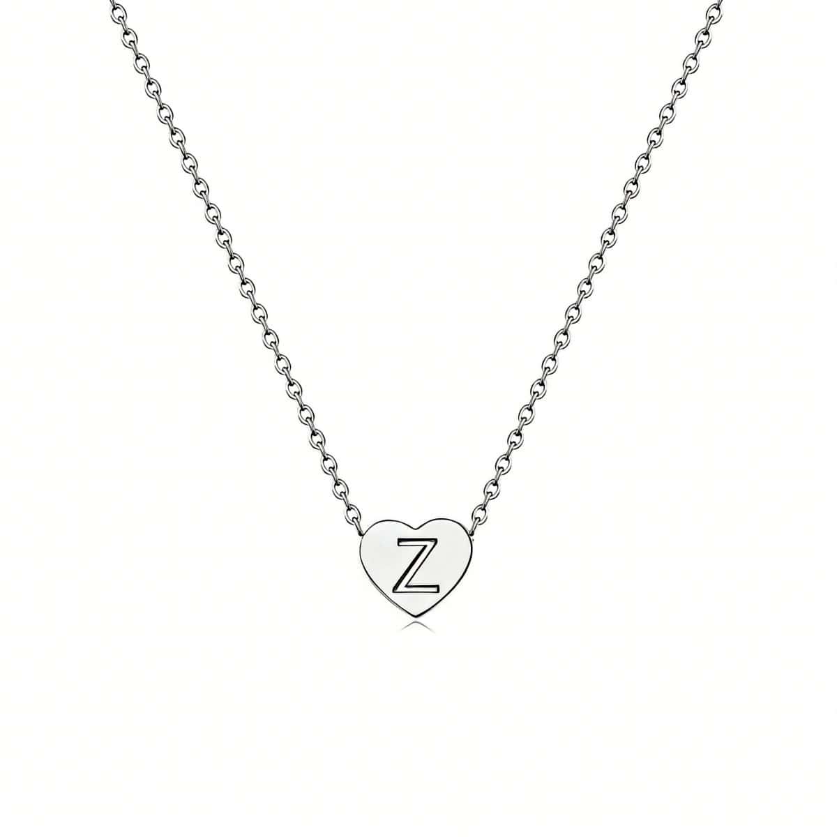 Dainty Initial Heart Necklace Personalized 26 Letters Available