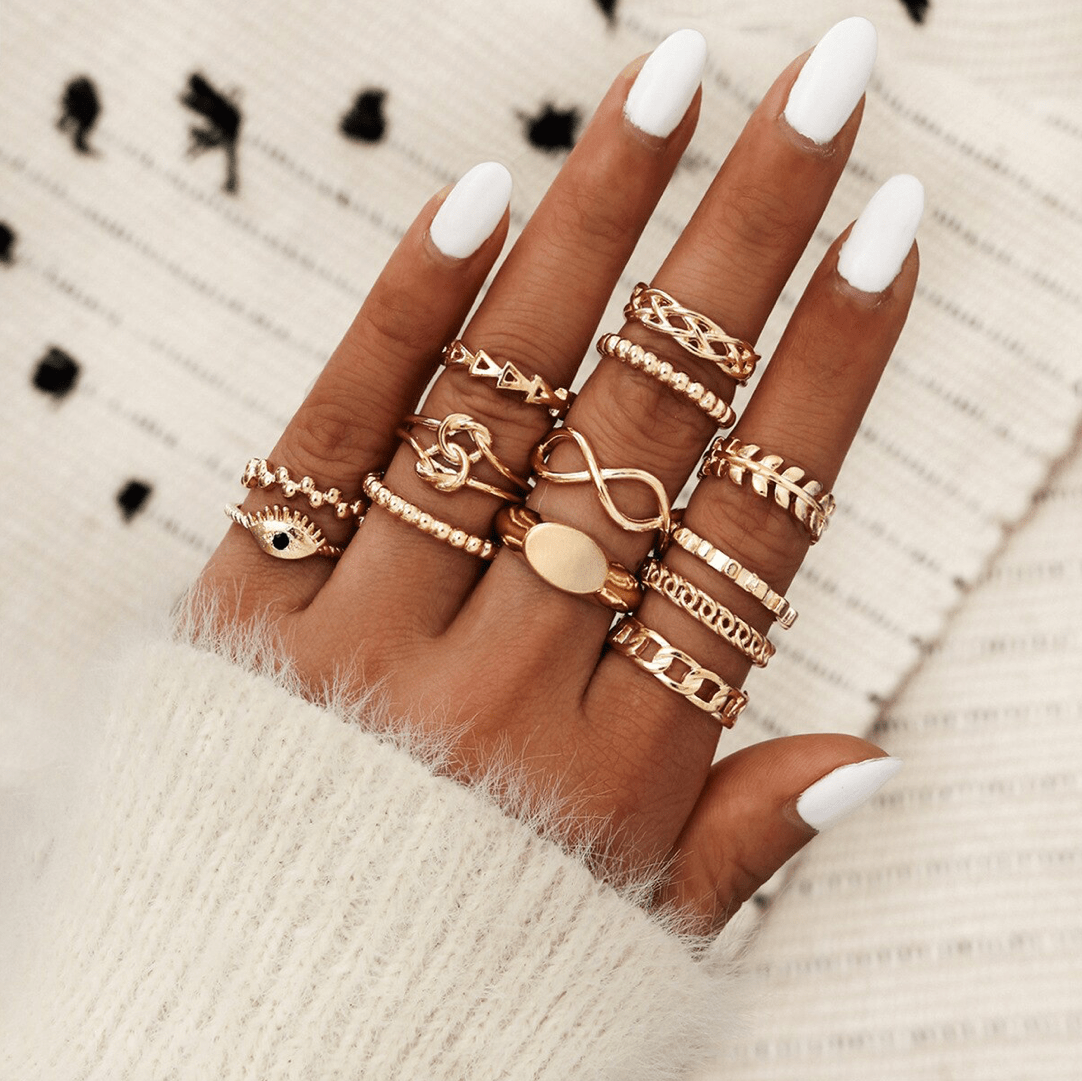 Goldtone Boho Ring Set