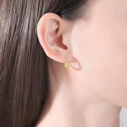 Cubic Zirconia & Goldtone Square Huggie Earrings