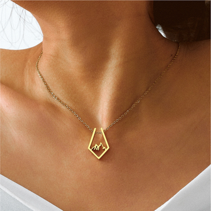 Goldtone Stainless Steel Minimalist Mountain Range Pendant Necklace