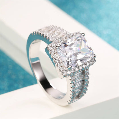 Cubic Zirconia & Crystal Silvertone Radiant-Cut Ring
