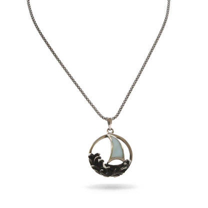 Sailboat Larimar Stone Sterling Silver Necklace By Marahlago