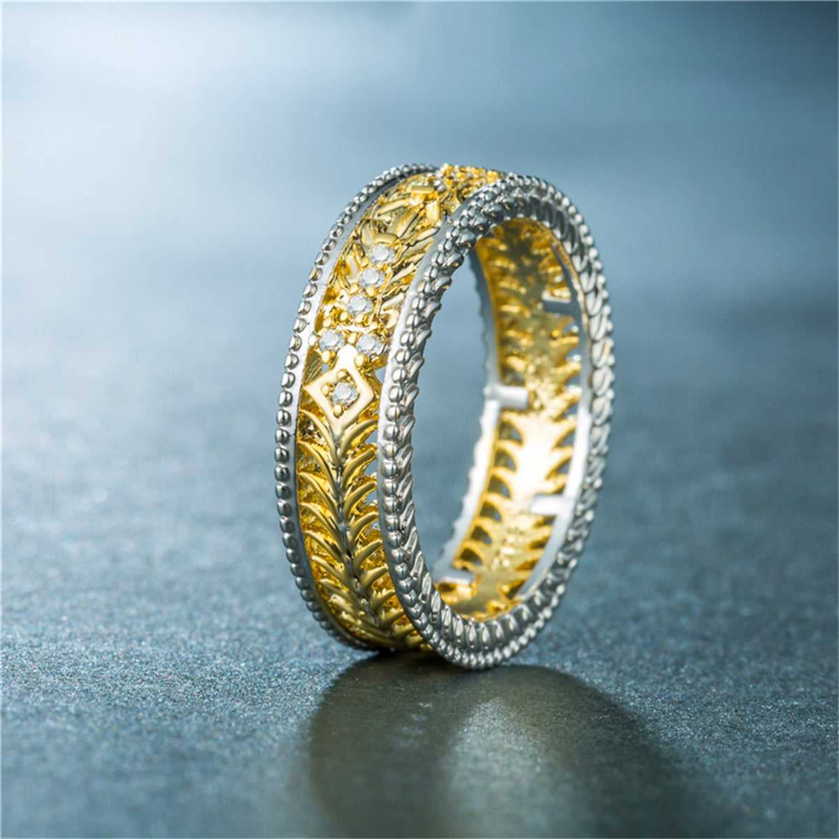 Cubic Zirconia & Two-Tone Filigree Band