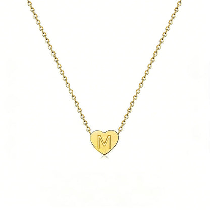 Dainty Initial Heart Necklace Personalized 26 Letters Available